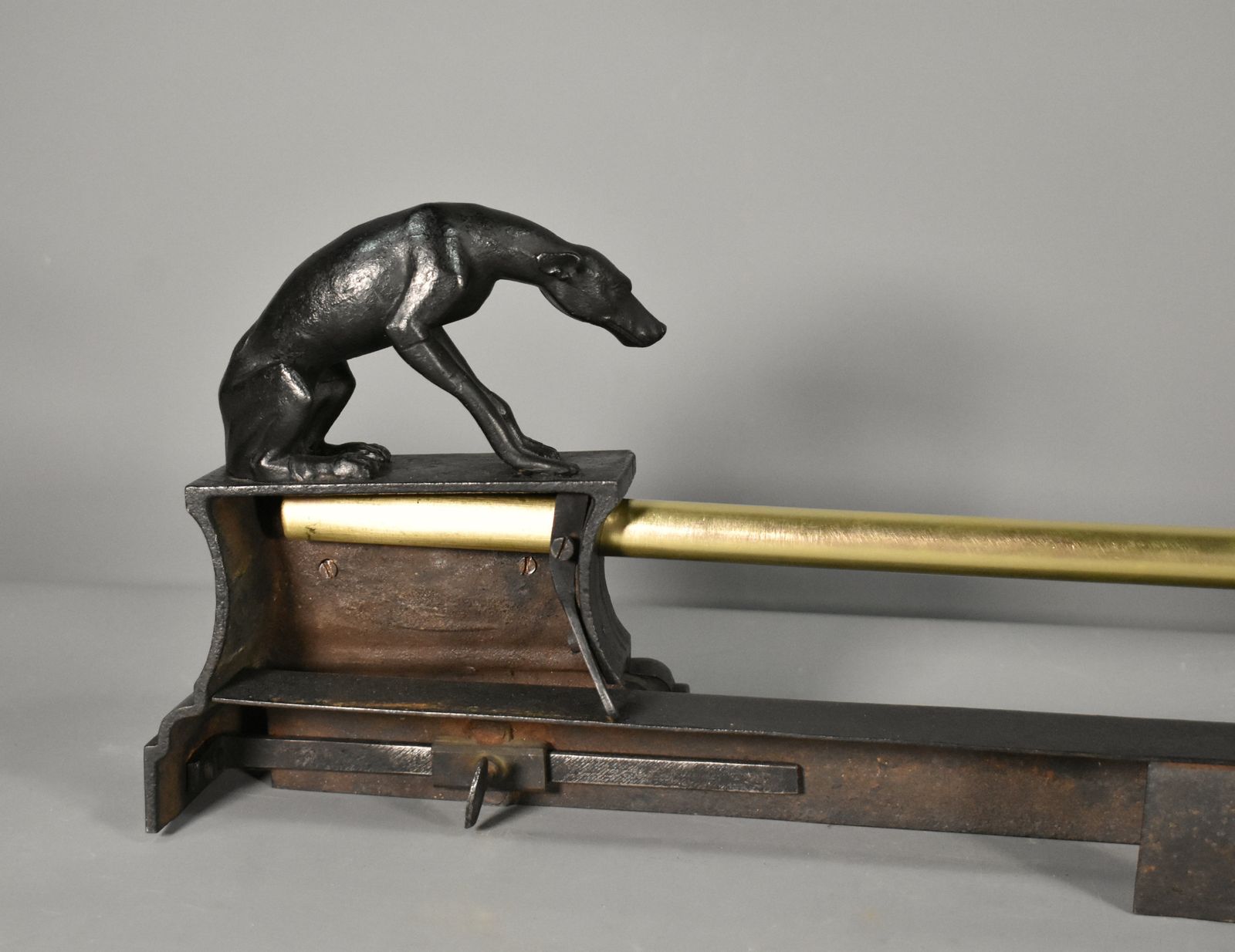 photo buy French Antique Fireplace Fender With Greyhounds In Bronze – 19th Century