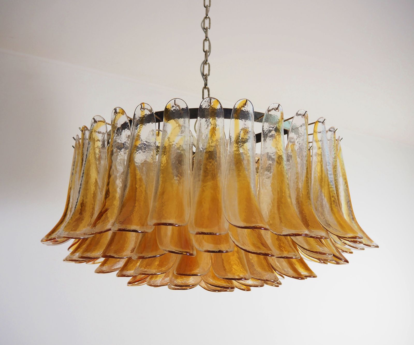 Large Murano Glass Chandelier  101 Amber Transparent Glass Petal