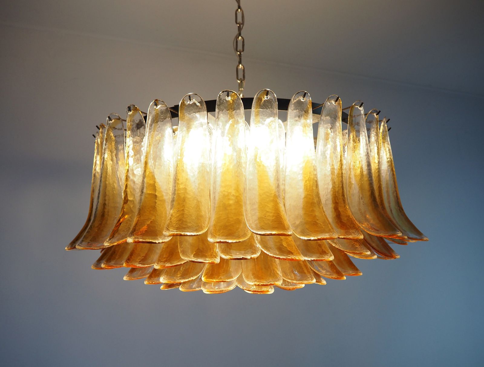 Large Murano Glass Chandelier  101 Amber Transparent Glass Petal photo buy