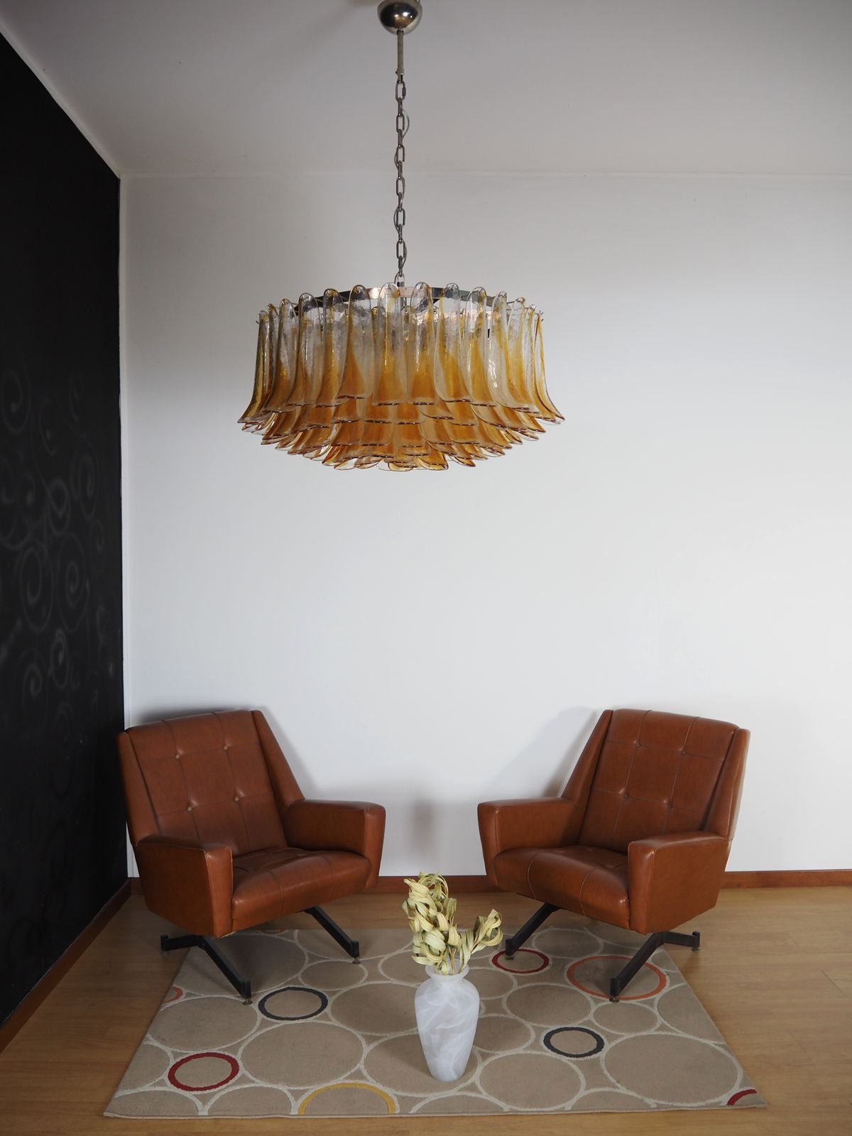 photo vinterior Large Murano Glass Chandelier  101 Amber Transparent Glass Petal