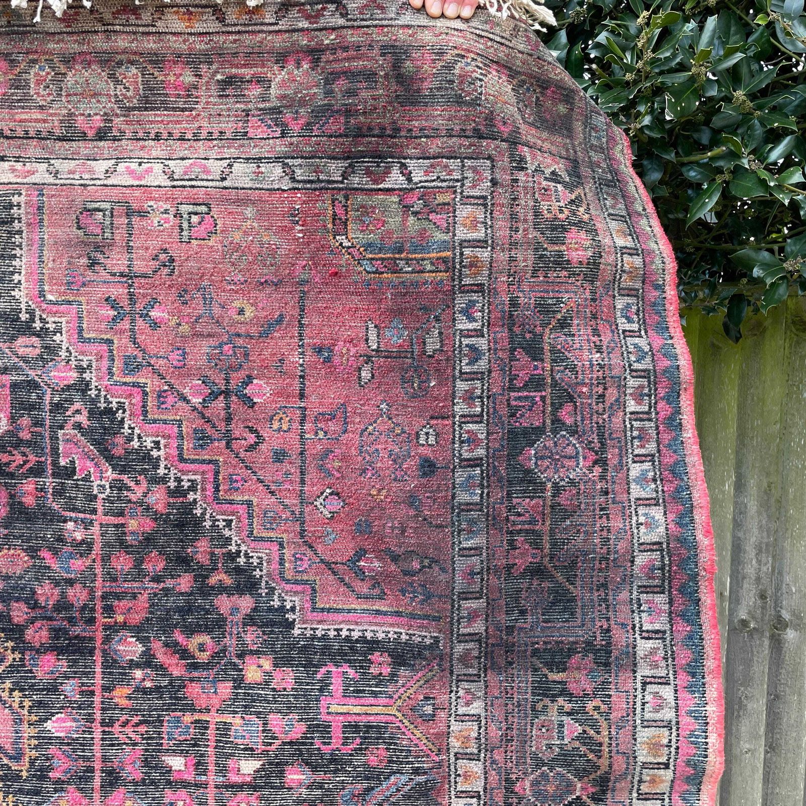 photo vintage Large Red Tribal Rug Hand Knotted Hallway Area Carpet Middle Eastern Tribal Handwoven Geometric Tassels Living Room Hallway Boho