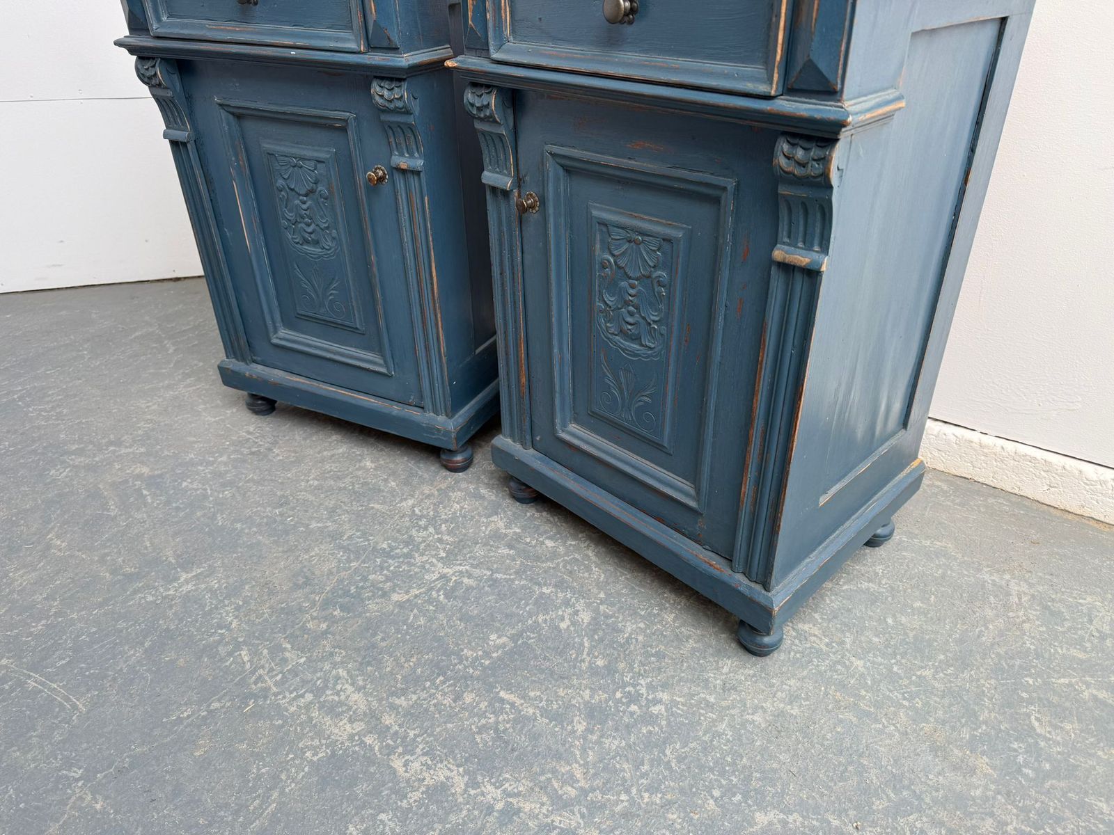 A Genuine Pair Of Original Hungarian Antique Pine & Oak Marble Bedside Cabinets photo furniture