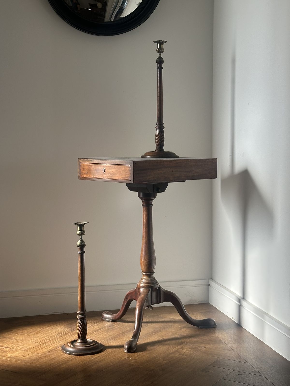 A Large Pair Of  George III Style Oak Candlesticks C.1900 photo buy