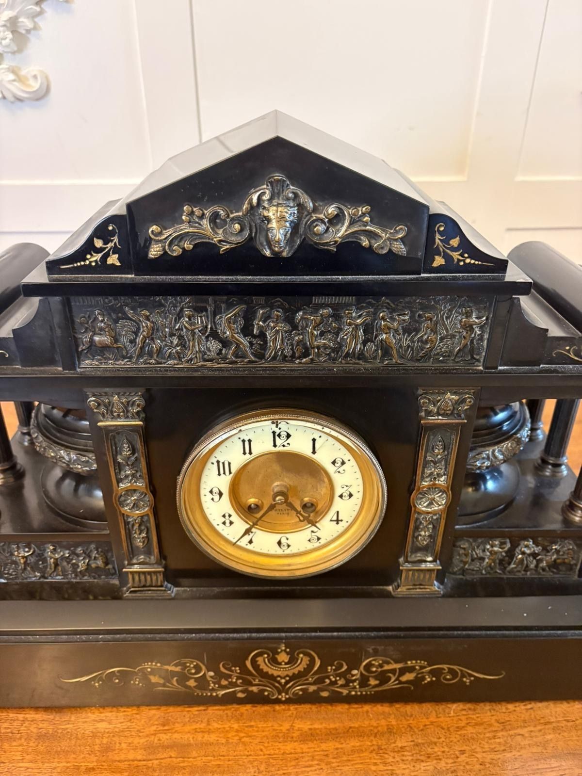 1495.0 Antique Exceptional Large 19th Century Marble Mantel Clock By Philippes Paris – 8 Day Movement photo