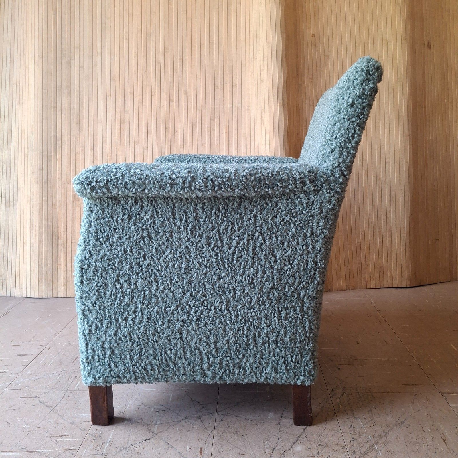 Fab Vintage Antique Low Nursing Easy Chair Fireside Armchair Blue Grey Boucle photo Furniture