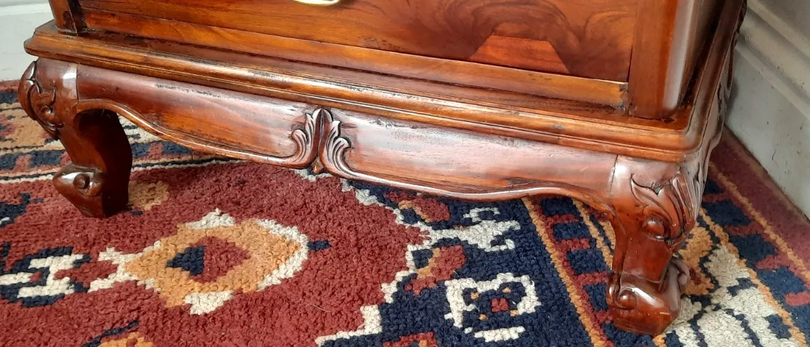 A Vintage  Regency Style Mahogany Four Drawer Slim Chest Of Drawers Or Bedside photo vintage