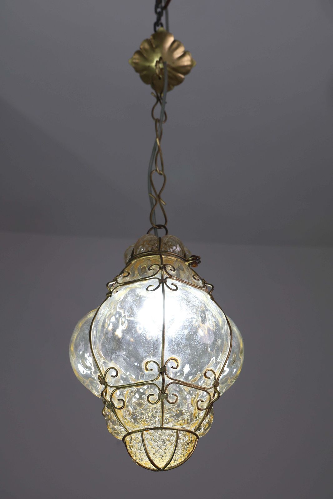 Lighting Wonderful Amber Vintage Venetian Lantern, Seguso Murano Glass, Italy, 1950s photo