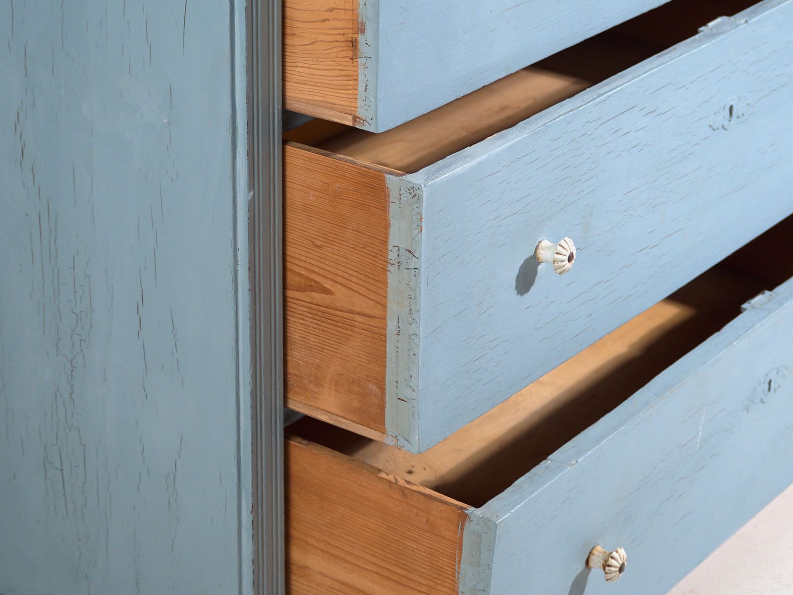 Antique Painted Pine Chest Of Drawers – Rustic European Blue Dresser – Circa 1900 photo 1372.0