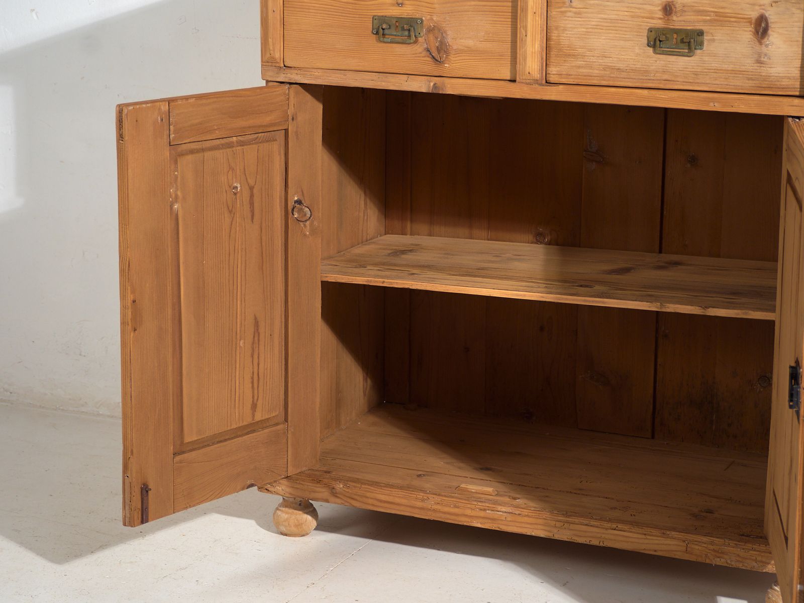 photo for sale Antique Pine Kitchen Dresser – Rustic European Cupboard With Shelves – Circa 1940