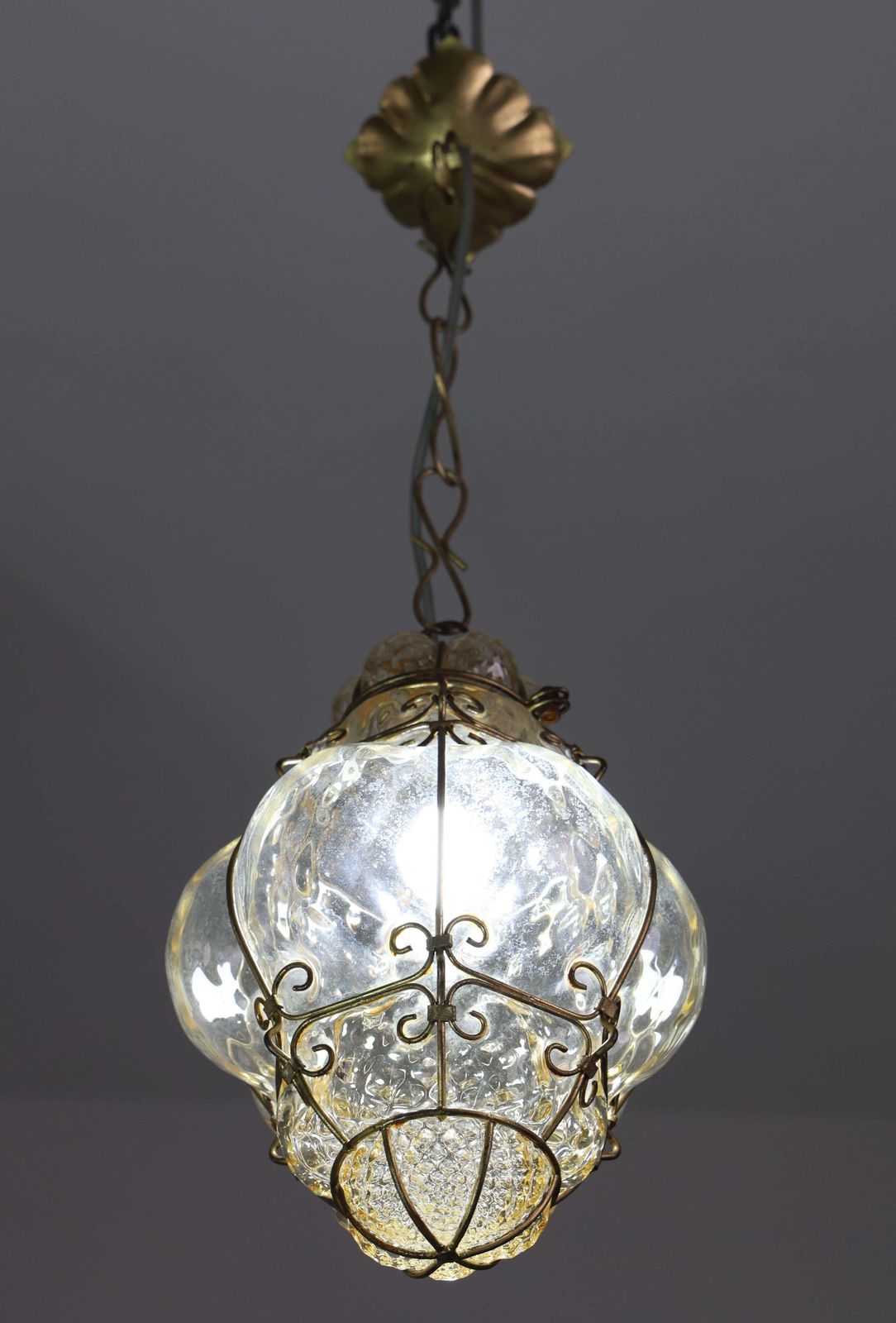 photo buy Set Of 2 Wonderful Amber Vintage Venetian Lantern, Murano Glass, Italy, 1950s