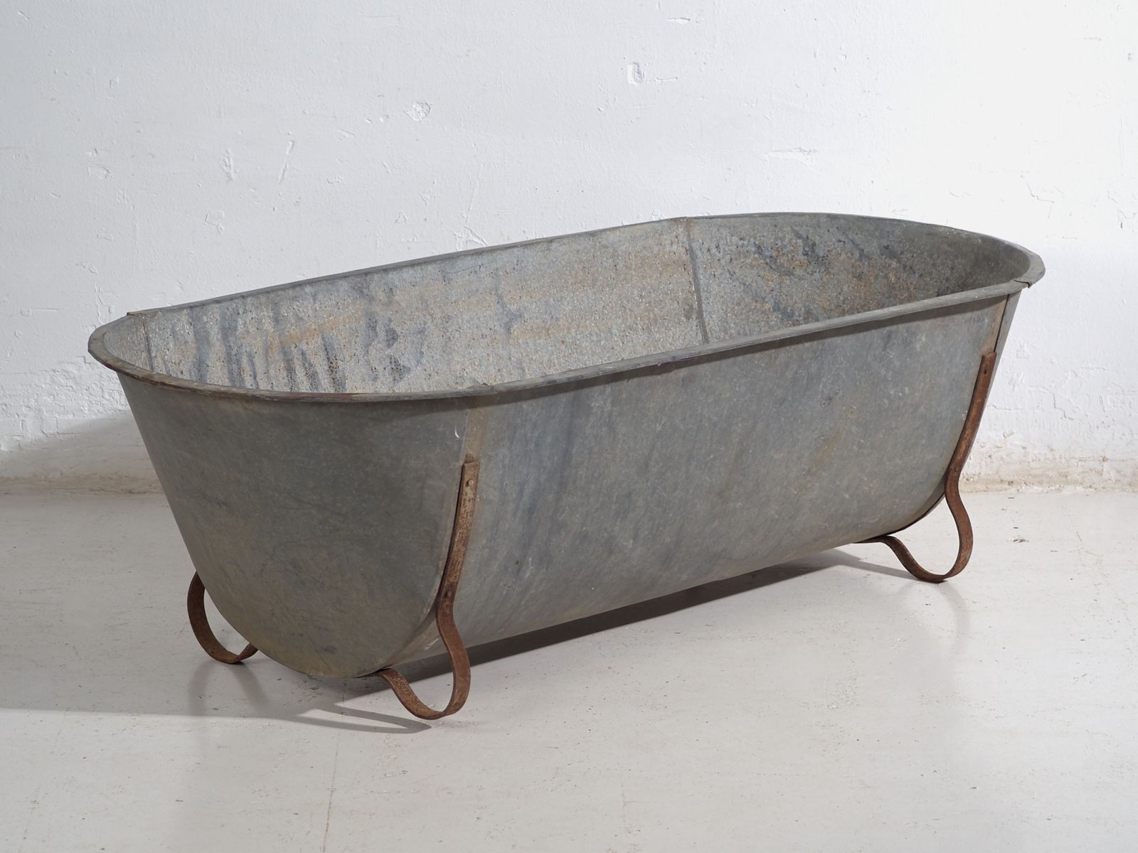 Antique Galvanized Zinc Bathtub – European Industrial Tub – Circa 1900 #6