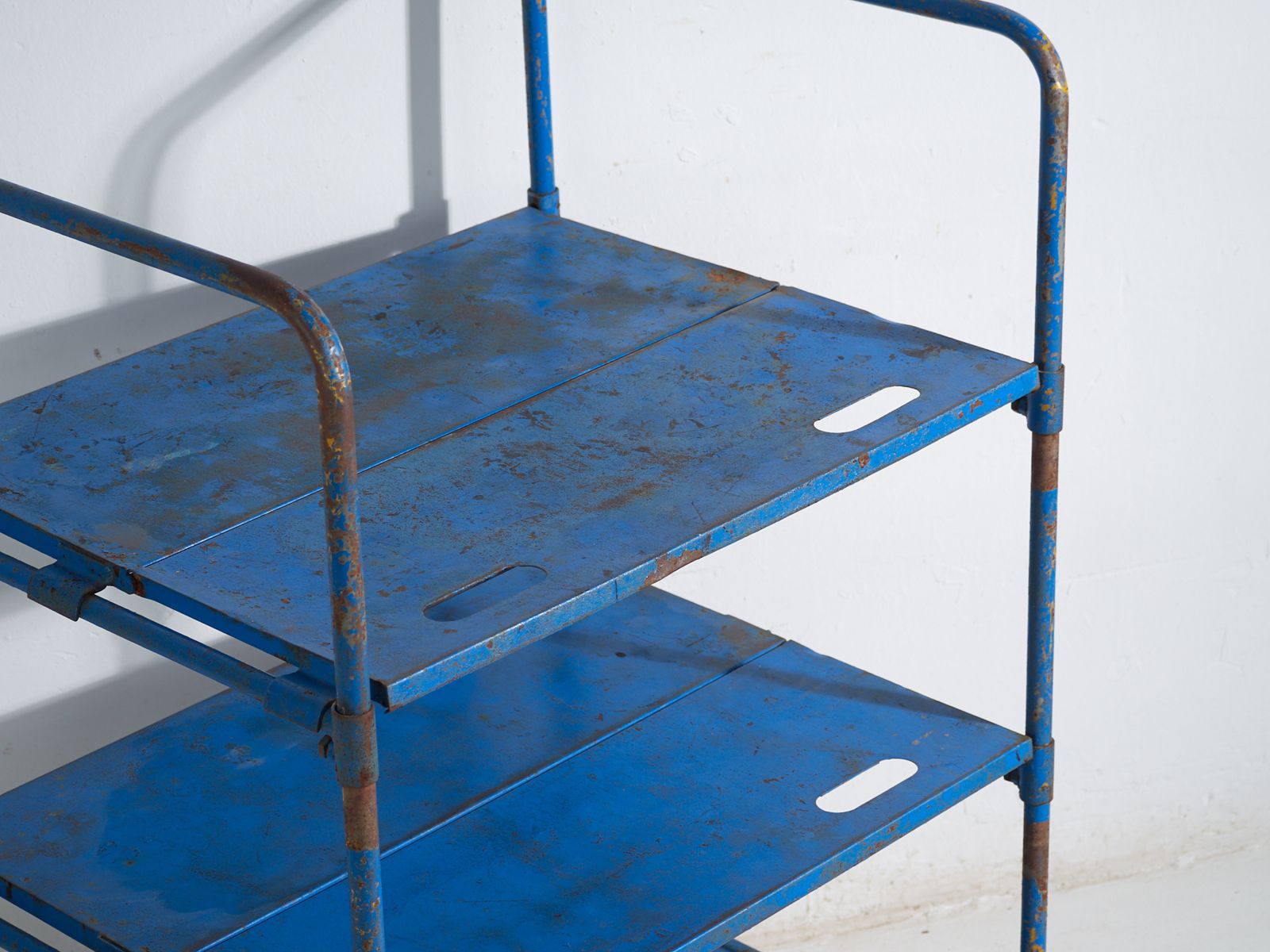 Industrial Blue Metal Cart – Factory Trolley Europe – Circa 1950 #1 photo Furniture