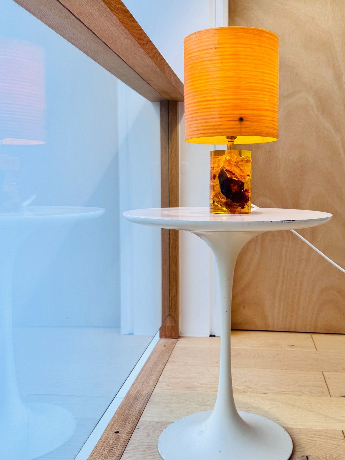 1960’s Amber Shattaline Lamp, Rewired & Pat Tested (Shade Not Included) photo furniture