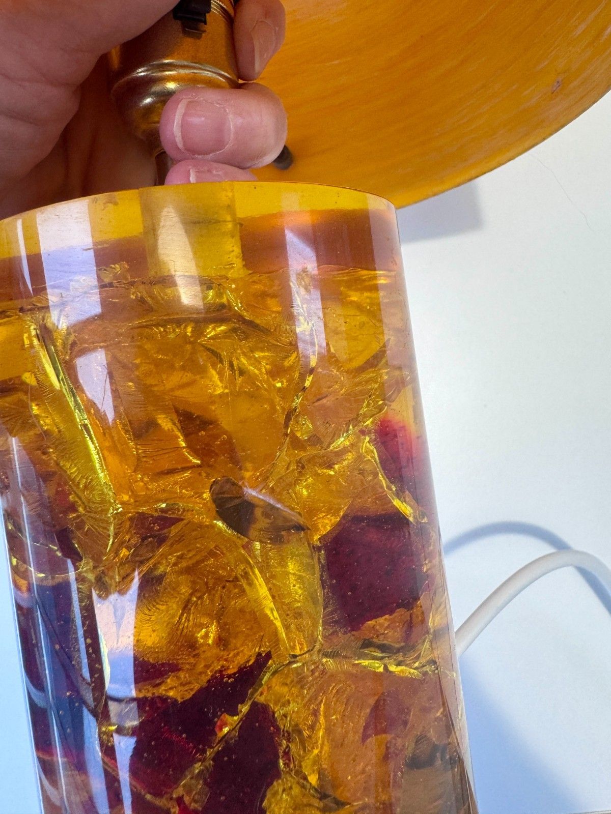 photo buy 1960’s Amber Shattaline Lamp, Rewired & Pat Tested (Shade Not Included)