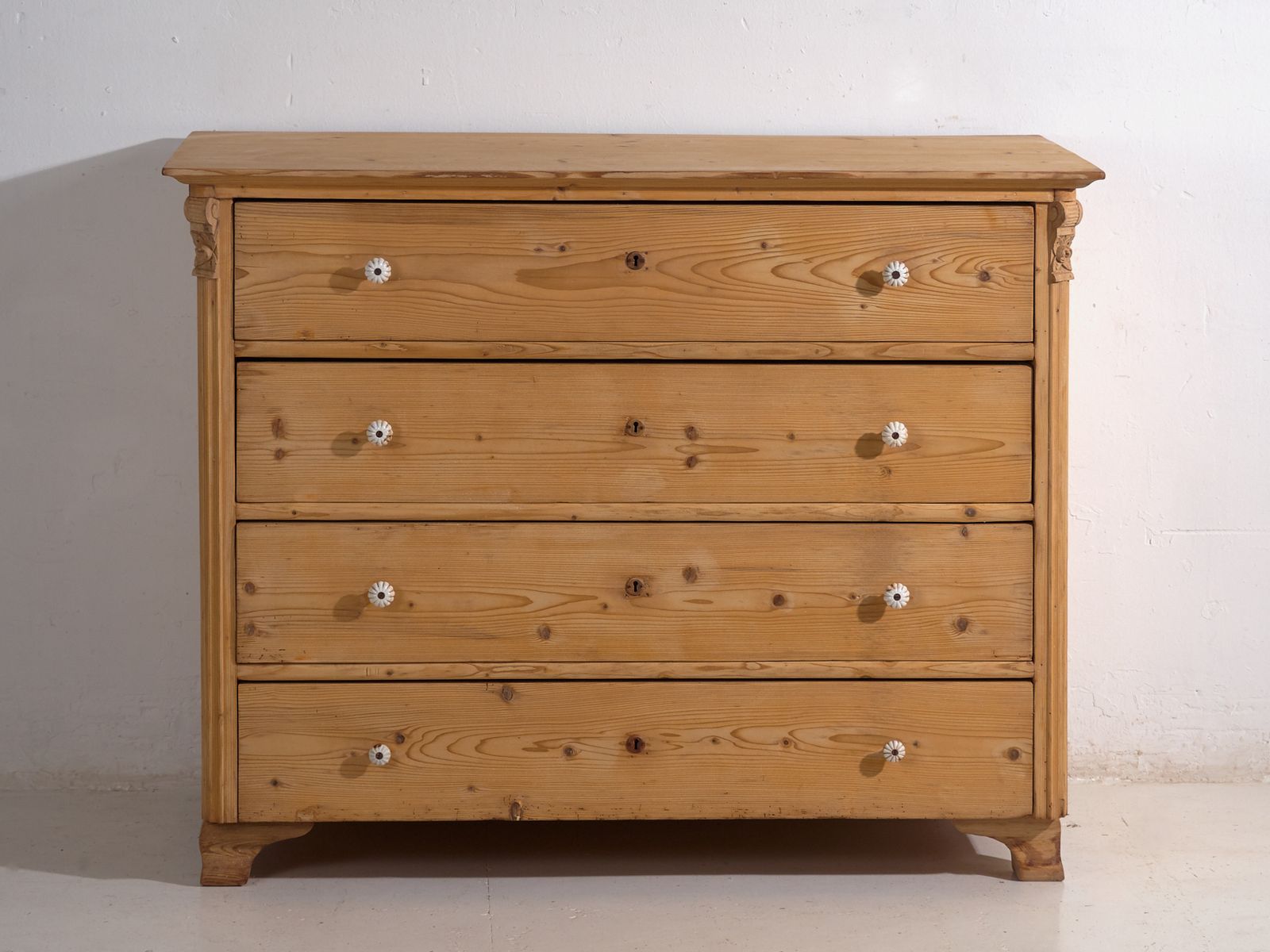 Antique Solid Pine Chest Of Drawers – Carved Rustic European Dresser – Circa 1900 photo 1540.0