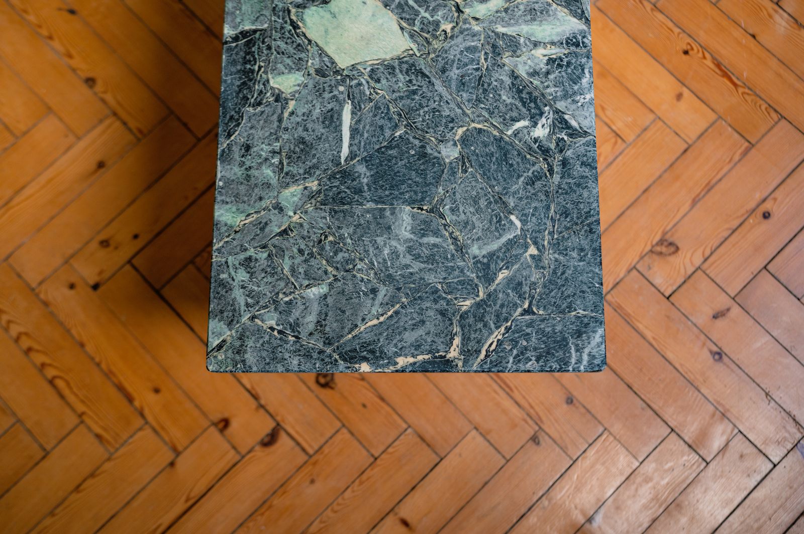Beautiful Marble Scagliola Coffee Table With Painted Carved Base photo for sale