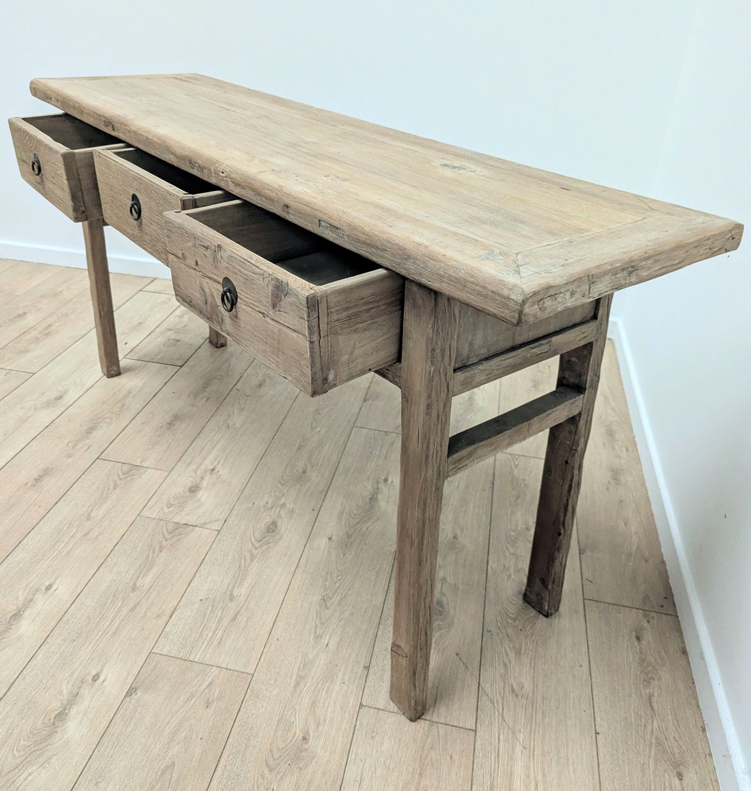 photo furniture Vintage Reclaimed Elm Drawer Console Delivery Available 0286.