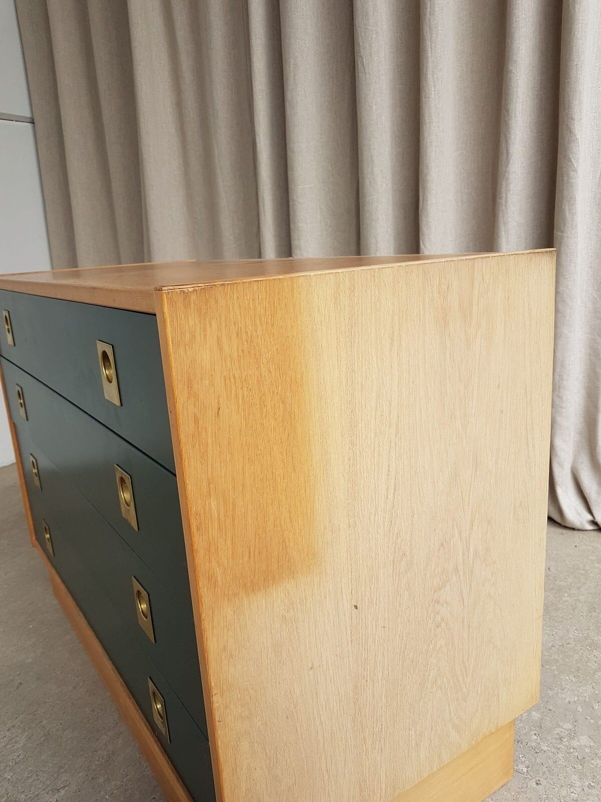 photo vinterior Vtg Mid Century Danish Oak Chest Of Drawers Scandinavian Style Retro R191