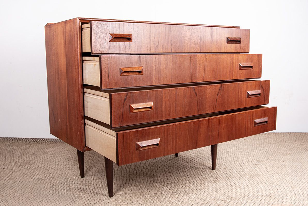 Commode danoise en teck, 4 tiroirs, par Borge Mogensen pour Søborg Mobelfabrik. photo vintage
