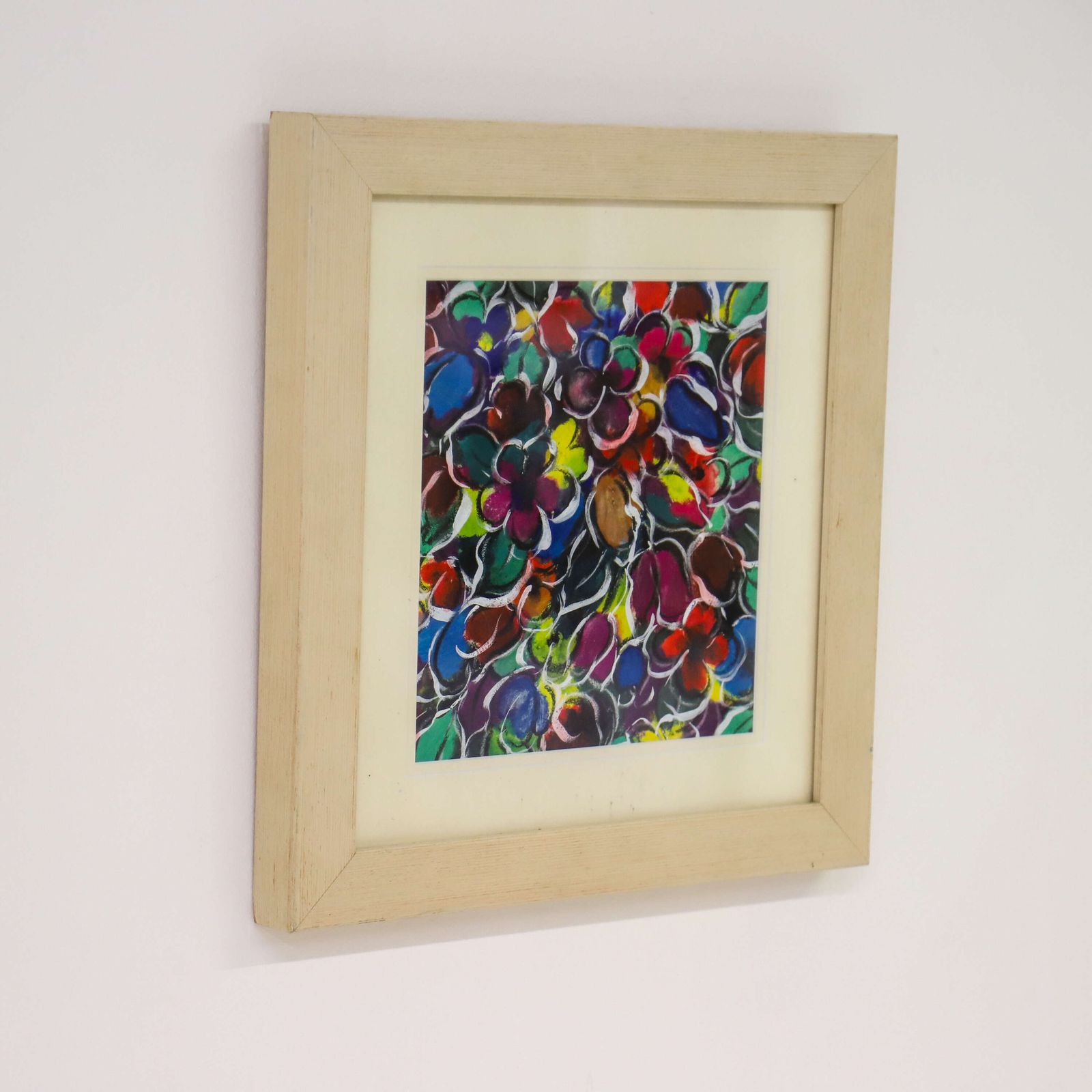 Vibrant Abstract Floral Painting   Contemporary Mixed‑Media Artwork In Frame photo Art