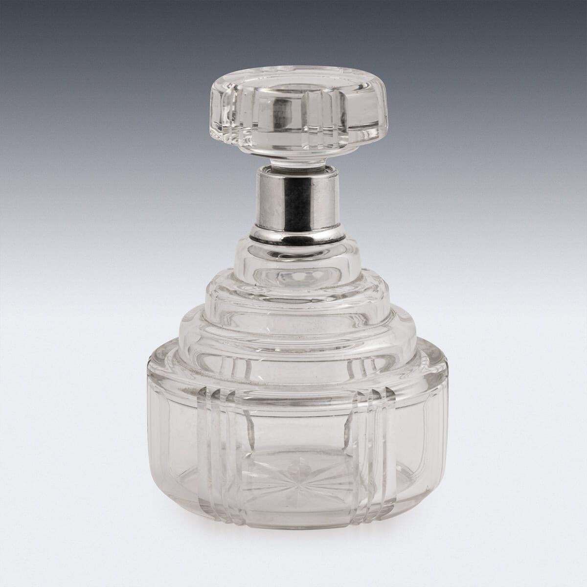 Vintage 20th Century French Art Deco Silver Mounted Cut Glass Decanter photo Home Decor