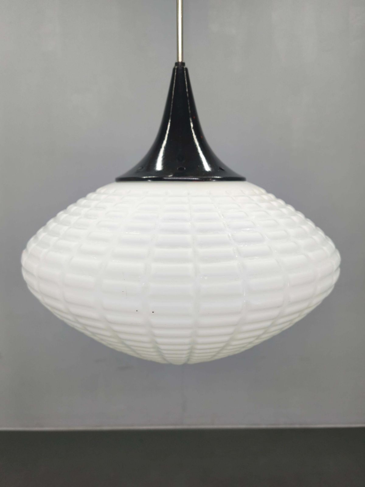 Adjustable Czech Pendant Light, Opaline Glass, 1970s photo Lighting