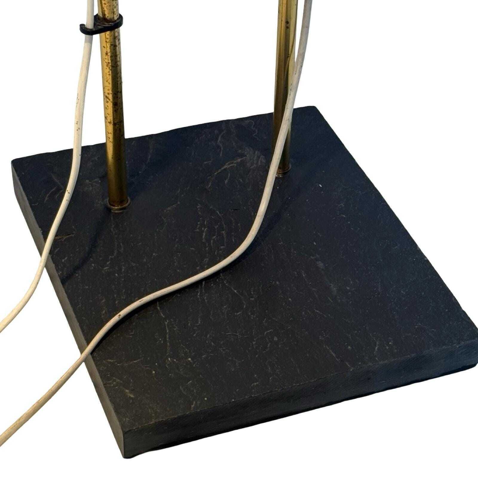 photo furniture Carl Thore   Floor Lamp   Double Armed   Natural Stone Base, Brass Uprights   Ca. 1970's   Denmark