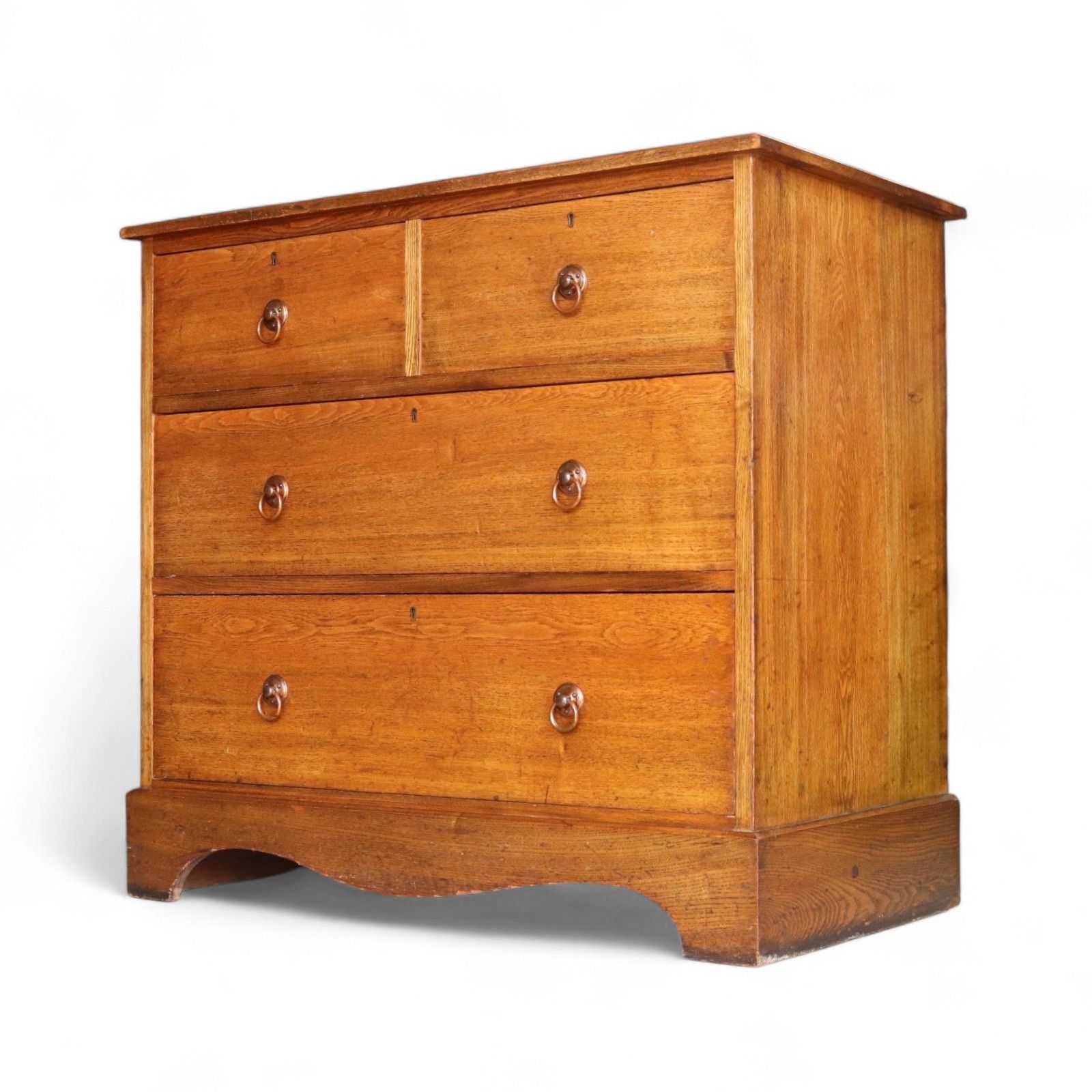 Antique 19th Century Oak Chest Of Drawers Two Over Two Drawer