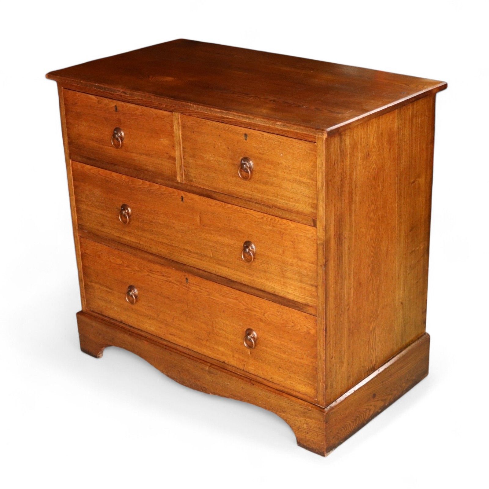 345.0 Antique 19th Century Oak Chest Of Drawers Two Over Two Drawer photo