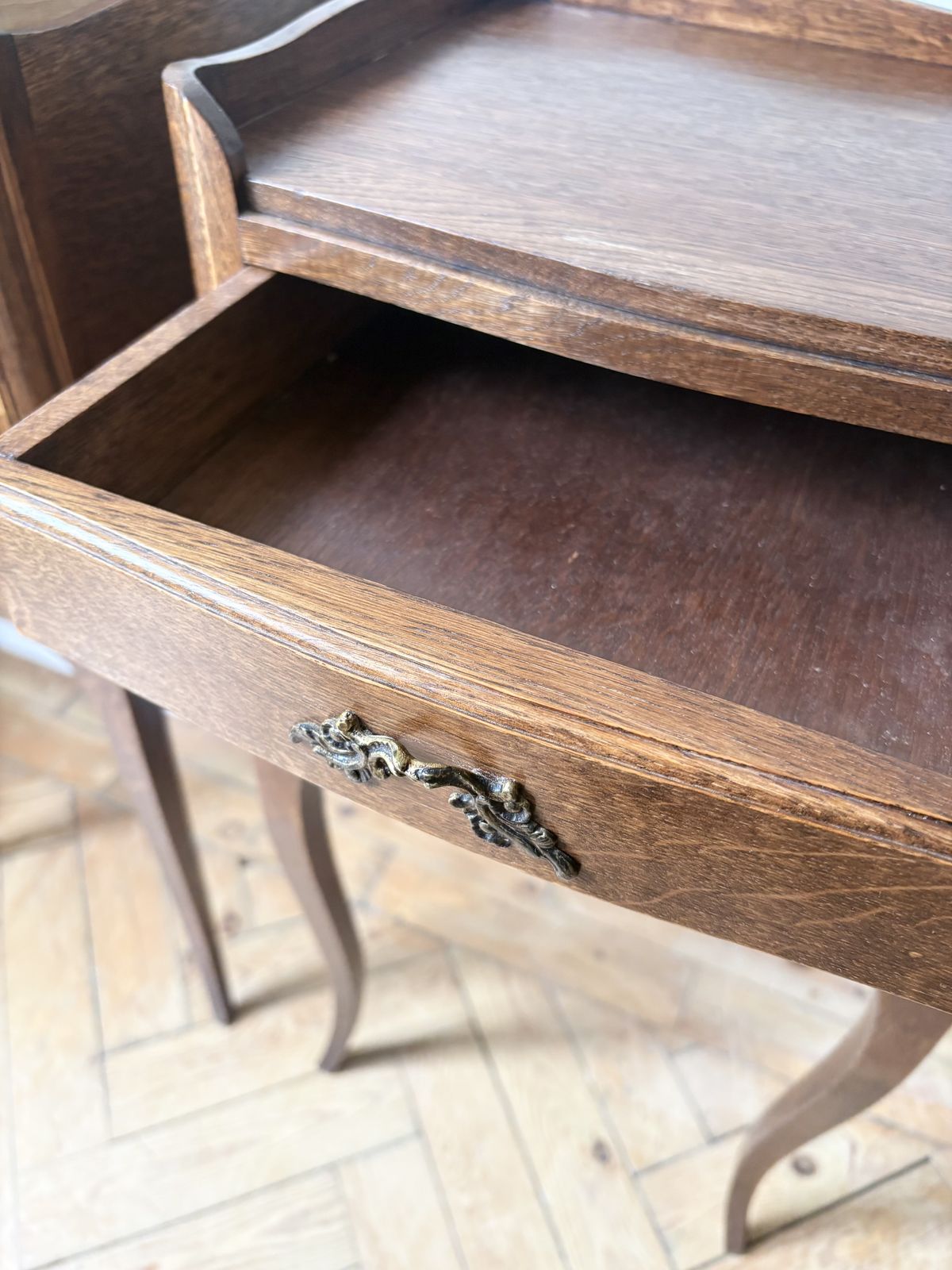 Pair Of Elegant French Oak Bedside Tables photo vintage