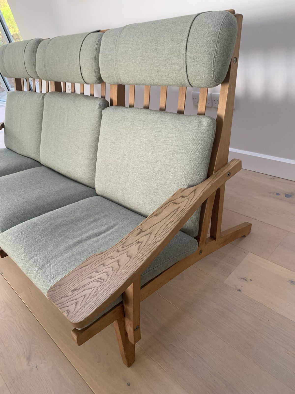 1960s 3 Seater Danish Sofa Model Ge375 In Oak And Fabric By Hans Wegner For Getama photo 2600.0