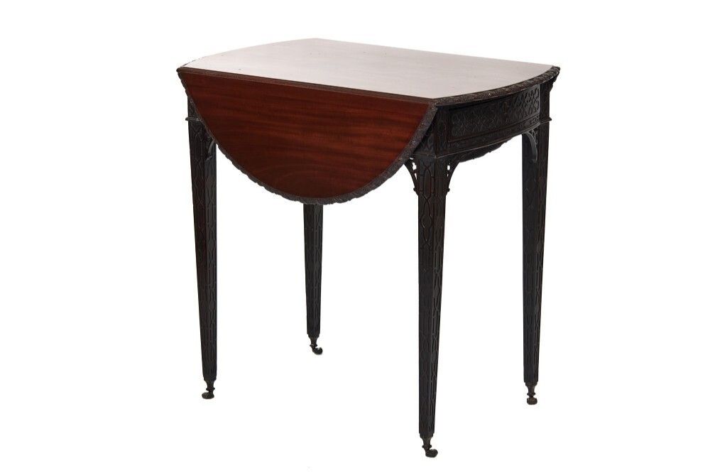 Fine Chippendale Revival Carved Mahogany Pembroke Table Circa 1900