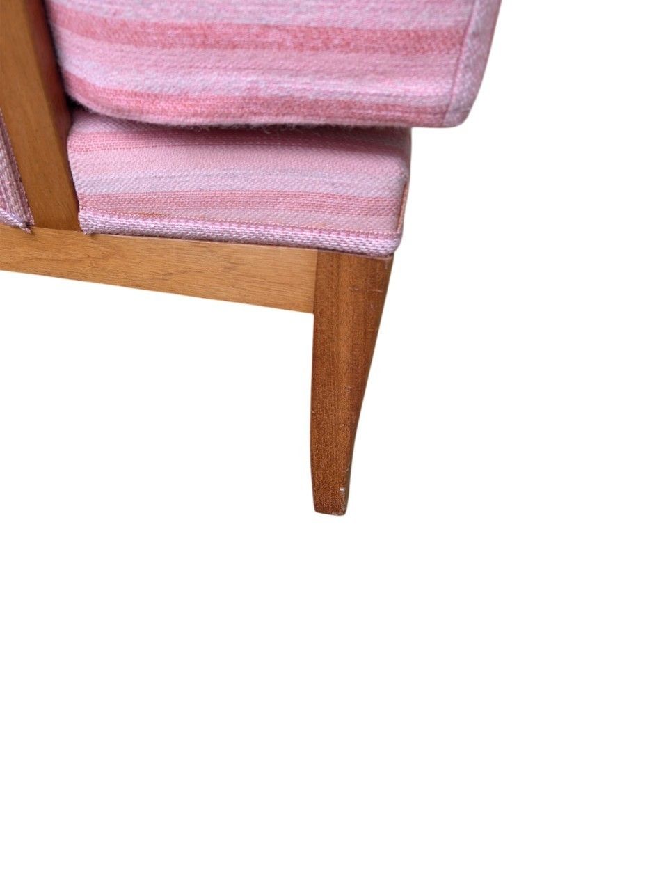 Carl Malmsten “Husfadern” Armchairs, Pair, Stained Hardwood, Rose / Pink Striped photo vintage