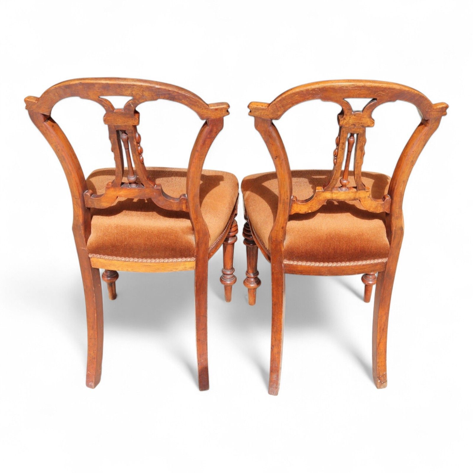 Antique Set Of 4 Victorian Mahogany Open Back Carved Dining Chairs Circa 1870 photo Furniture