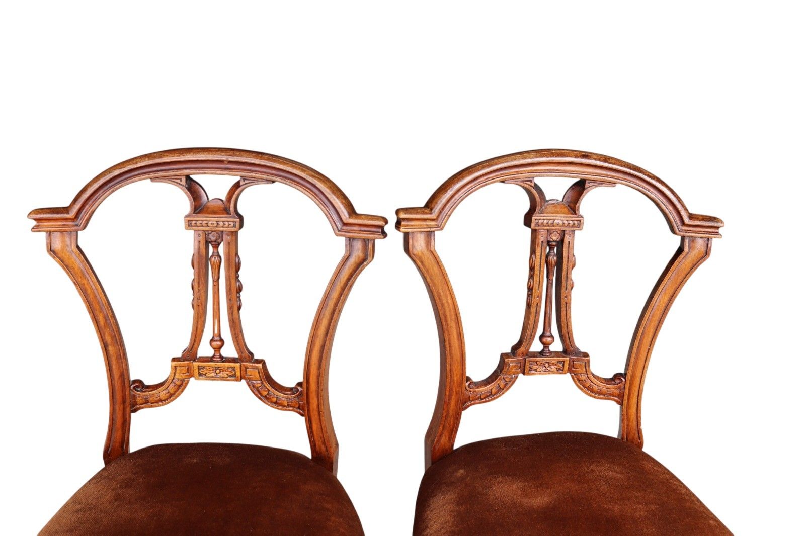 Antique Set Of 4 Victorian Mahogany Open Back Carved Dining Chairs Circa 1870 photo vintage