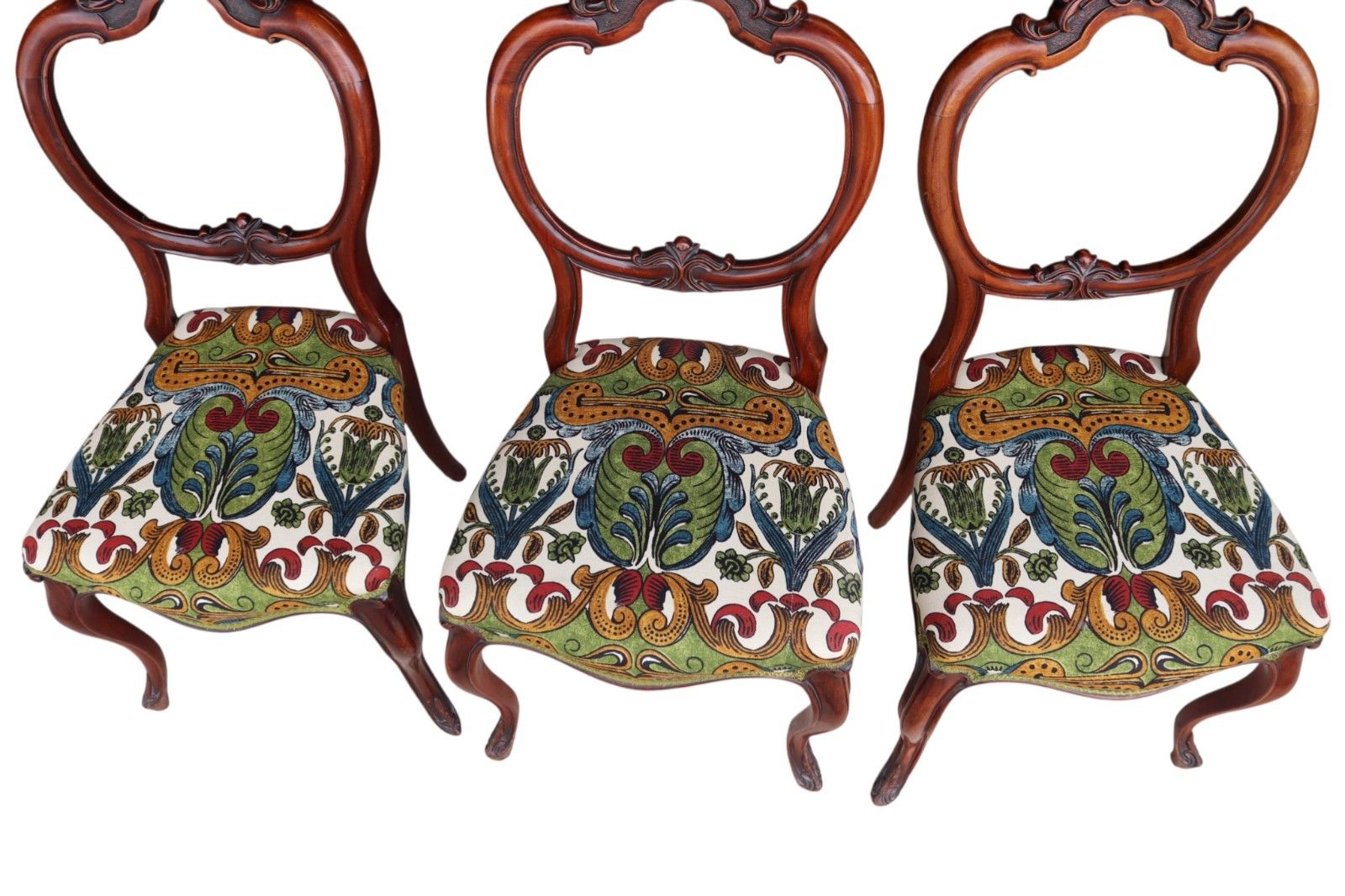 Set Of 6 Antique Victorian Mahogany Balloon Back Dining Chairs Cabriole Legs photo Furniture