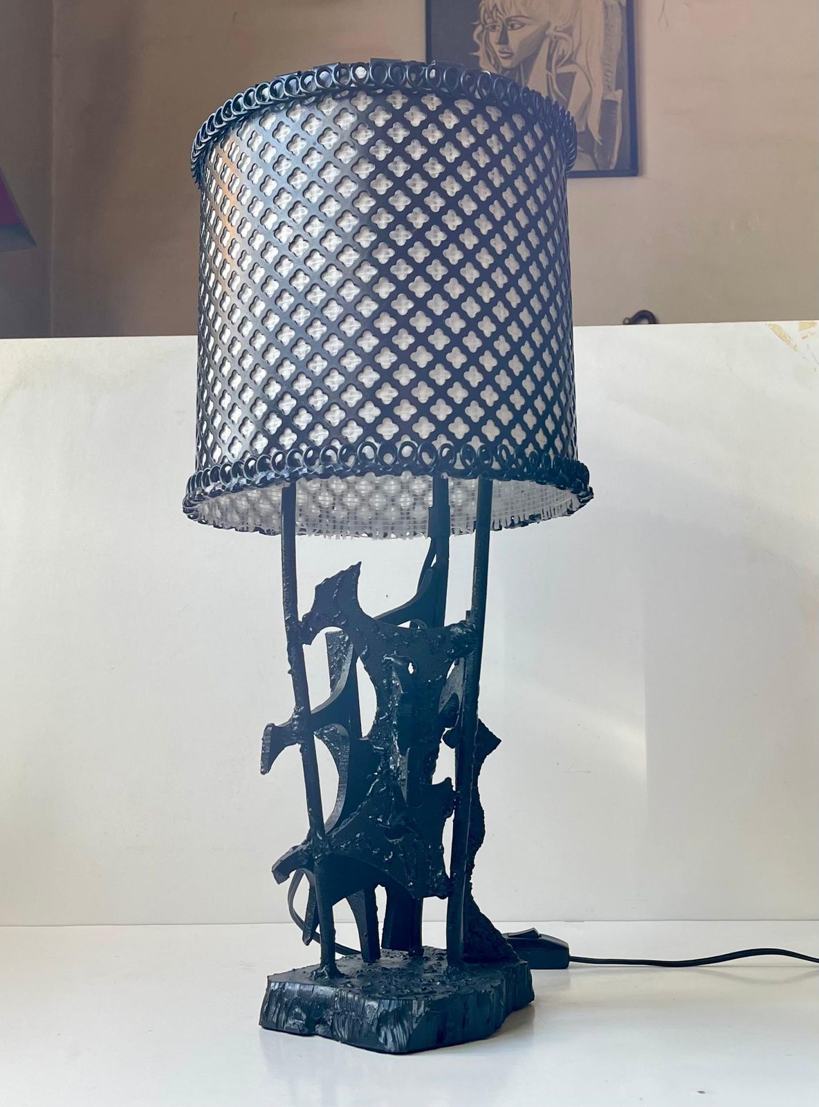 Sculptural Brutalist Steel Table Lamp In The Style Of Harry Balmer, 1970s photo for sale