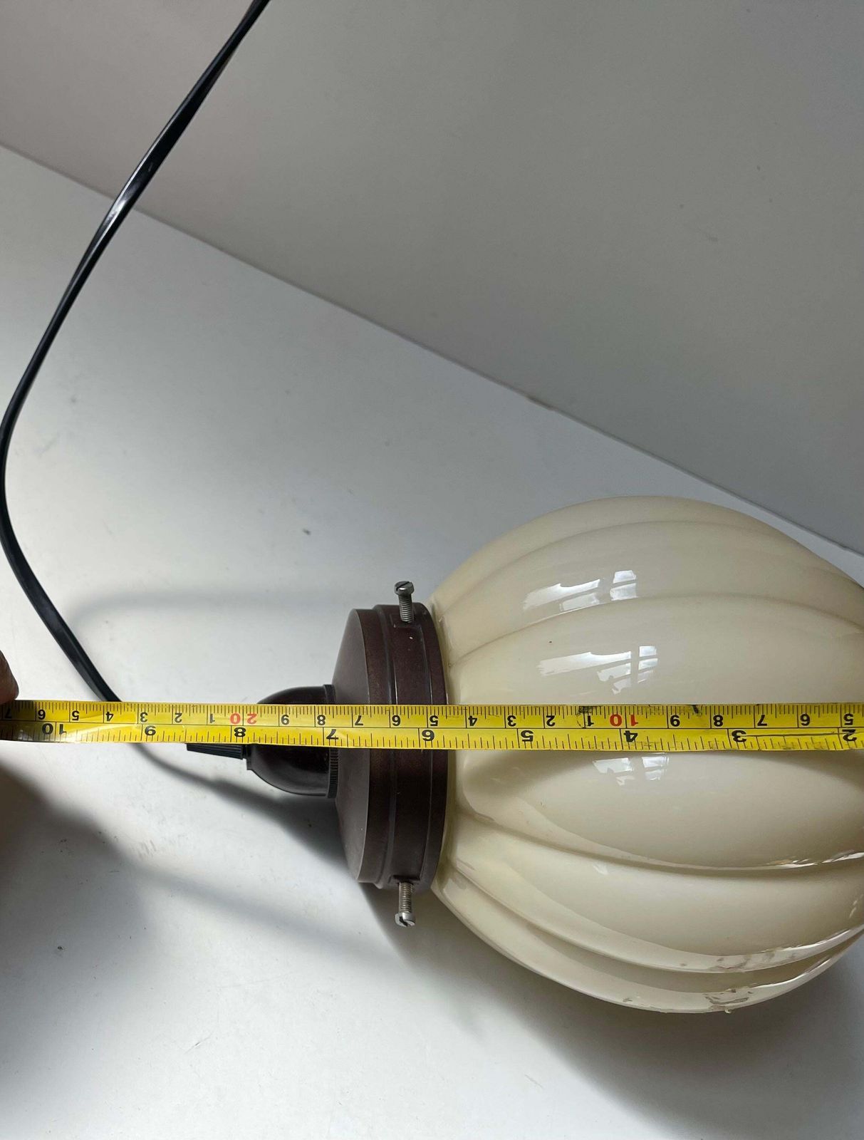 photo furniture Danish Lyfa Art Deco Pendant Lamp   W. Globe Pumpkin Opaline Glass Shade