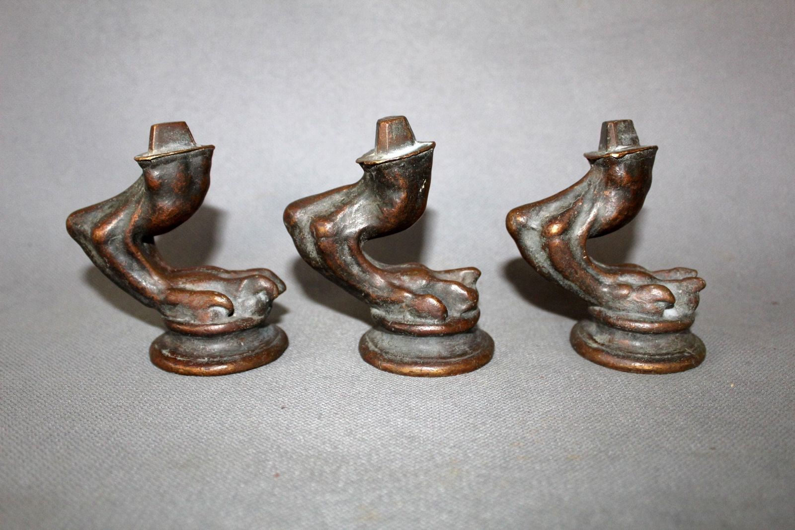 90.0 Set Van 3 Antieke Bronzen Klauwpoten Voor Meubels, Regency Empire Frans, Vervangingsonderdelen, Geborgen Restauratieonderdelen, Wieltjes photo