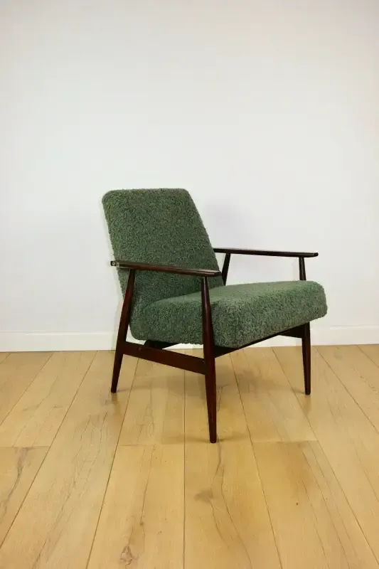 "Lis" Armchair, 1970s Green Bouclé Design By Henryk Lis   2 Pieces Available (1) photo for sale