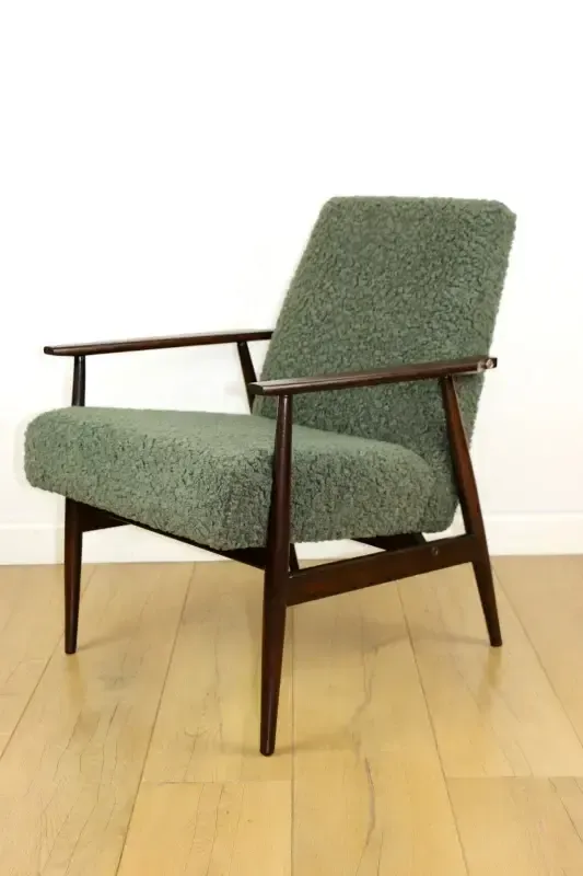 "Lis" Armchair, 1970s Green Bouclé Design By Henryk Lis   2 Pieces Available (1) photo buy