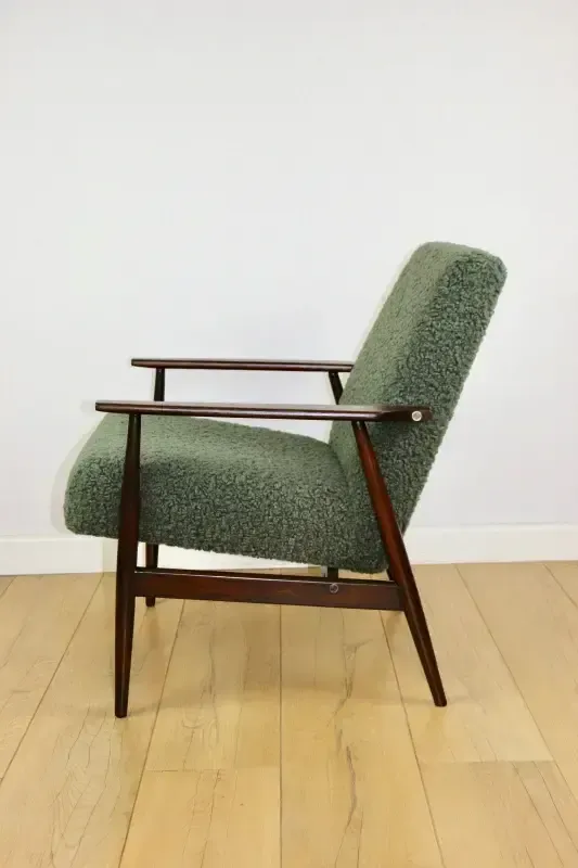 "Lis" Armchair, 1970s Green Bouclé Design By Henryk Lis   2 Pieces Available (1) photo vintage