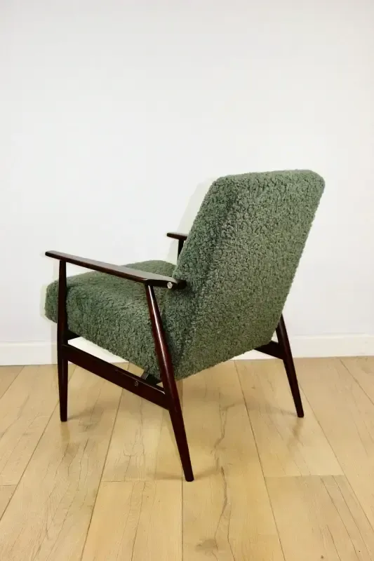 photo furniture "Lis" Armchair, 1970s Green Bouclé Design By Henryk Lis   2 Pieces Available (1)