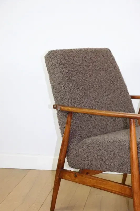 "Lis" Armchair, 1970s Brown Chocolate Boucle Design By Henryk Lis   2 Pieces Available photo furniture