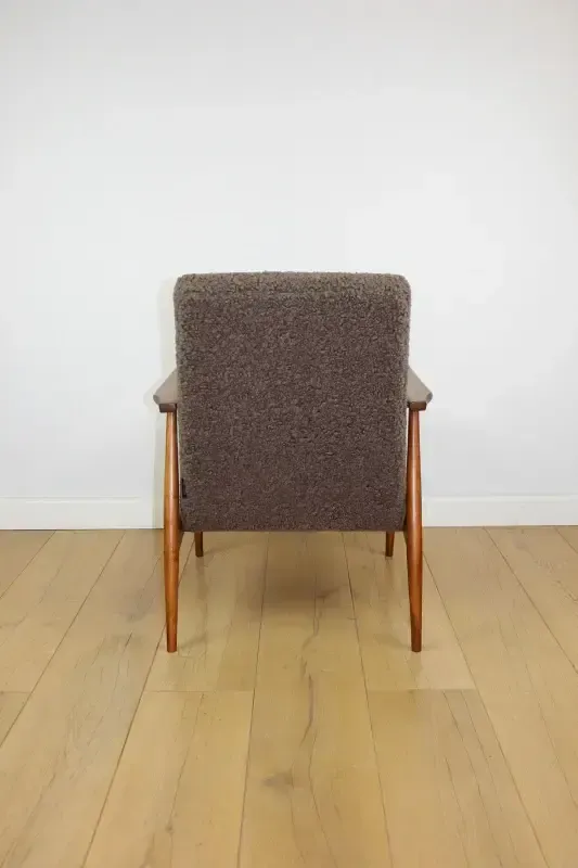 photo furniture "Lis" Armchair, 1970s Brown Chocolate Boucle Design By Henryk Lis   2 Pieces Available