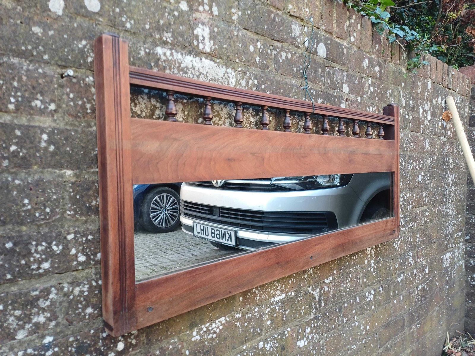 245.0 Victorian Stripped Mahogany Wall Mirror With Turned Spindles Original Glass Antique Over Mantel photo