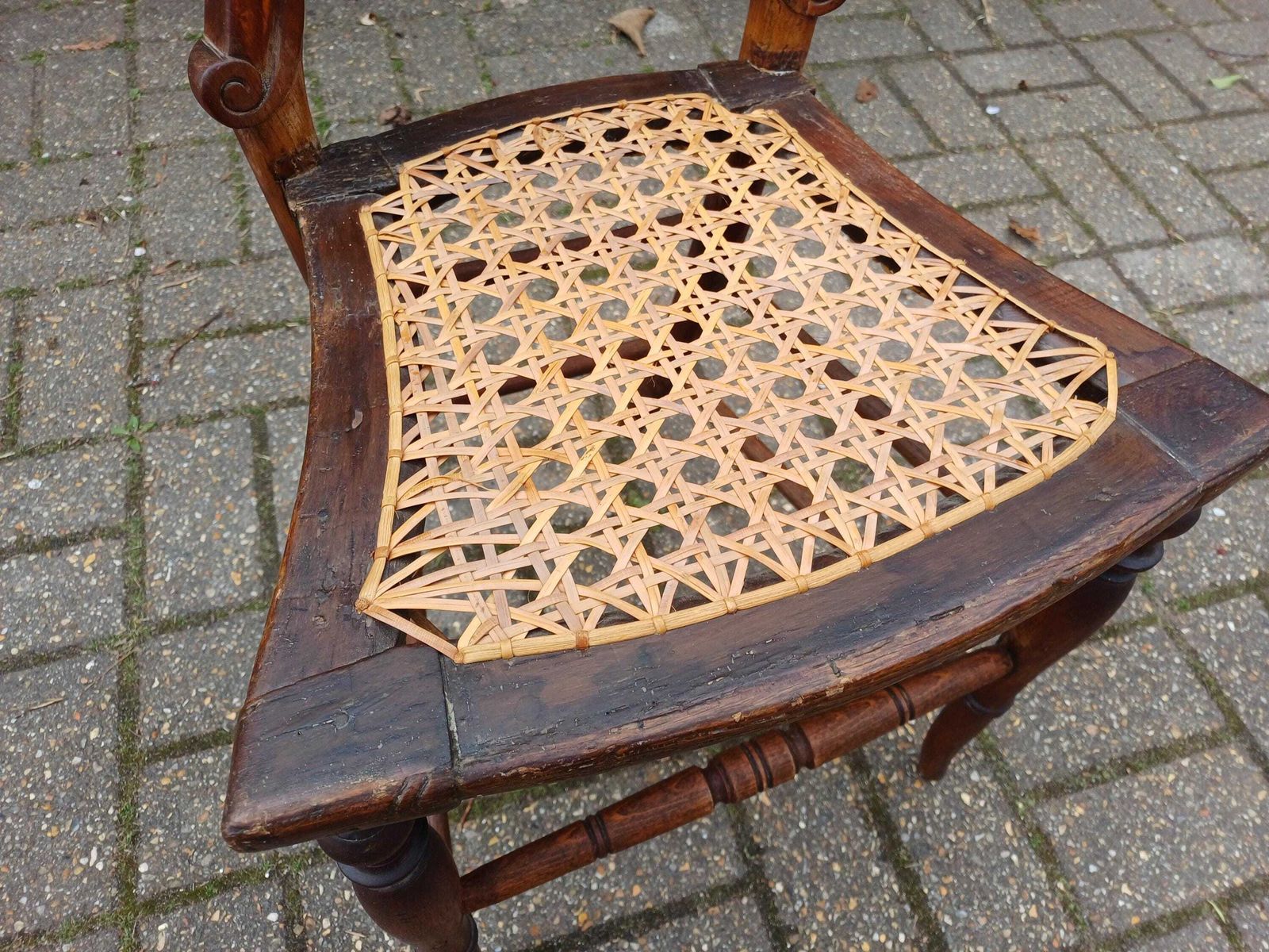 Victorian Child's Chair Cane Seat Antique Wooden Occasional Chair Turned Legs Decorative Back Rustic photo Furniture