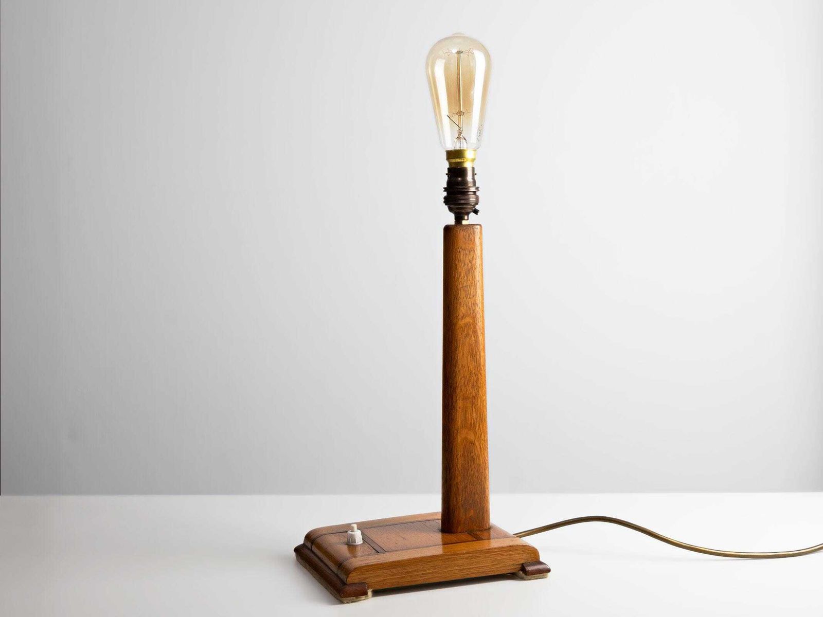 Vintage Art Deco Wooden Desk Lamp – Handmade, Rewired, Uk Plug