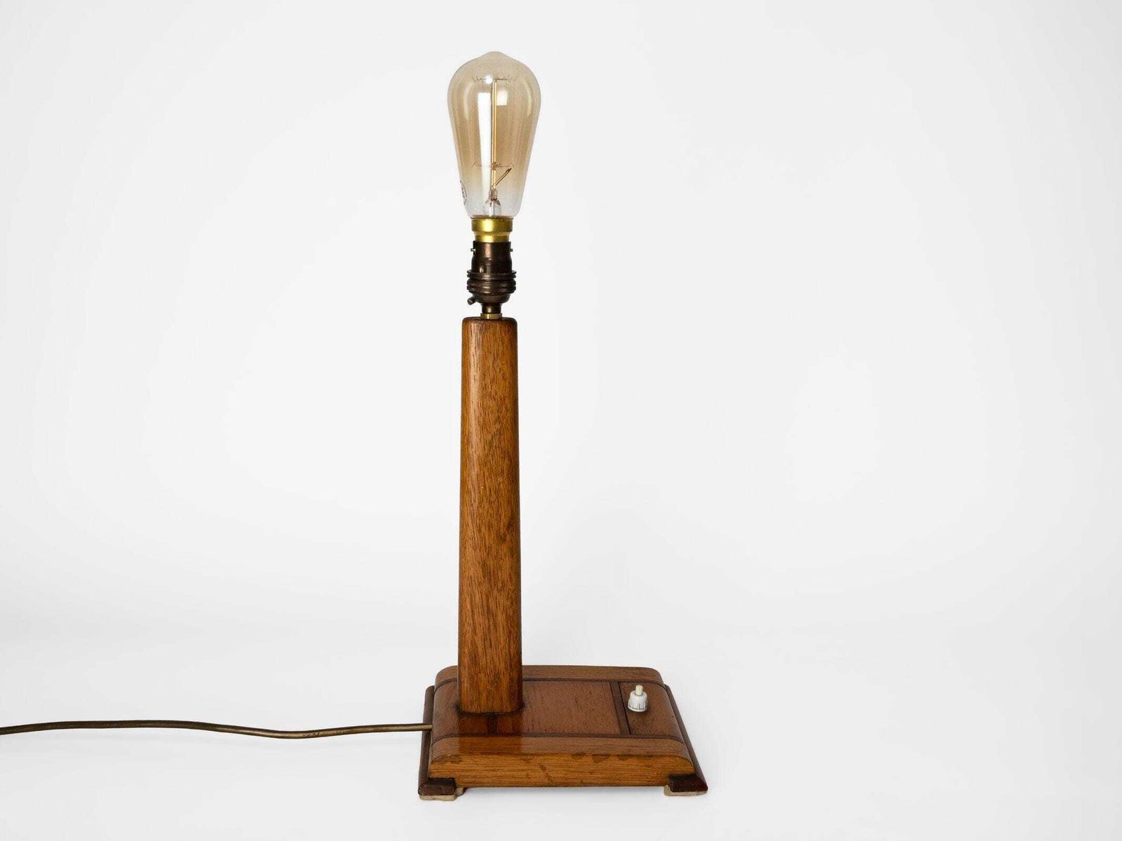 Vintage Art Deco Wooden Desk Lamp – Handmade, Rewired, Uk Plug photo vinterior