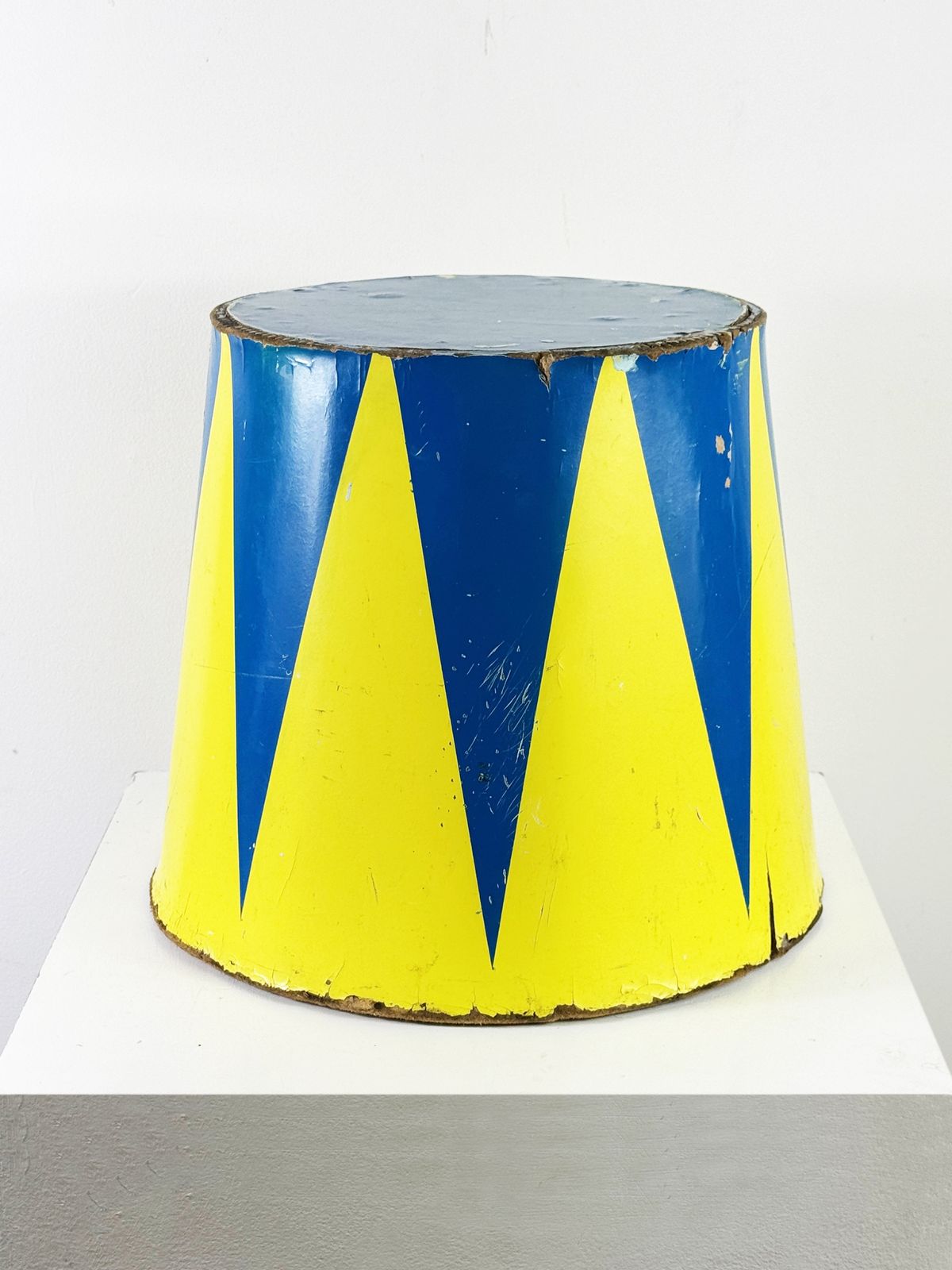 Vintage Circus Pedestal Stand Mid Century Fairground Prop Harlequin Painted